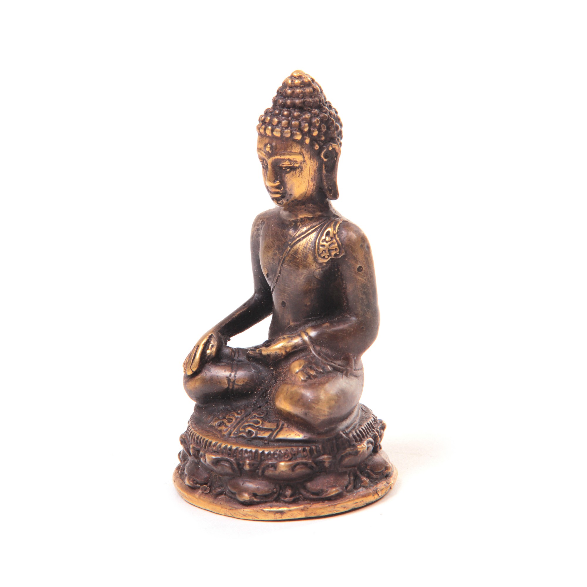 Buddha sitzend, aus Bronze, B 5,5 cm, H 10 cm von fischer's lagerhaus