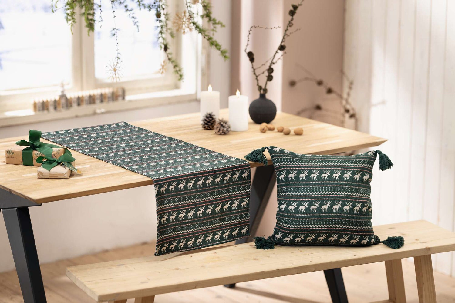 FRANK FLECHTWAREN | Scandinavische kussenhoes, 45 x 45 cm, POLYESTER, WOL