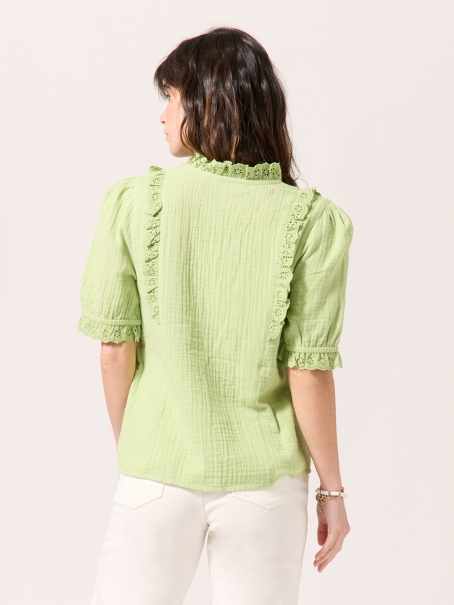 Chemise broderie anglaise détail volant