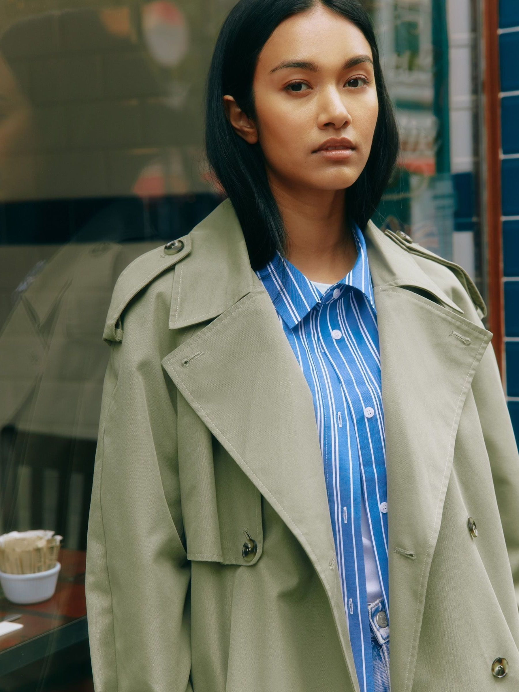 Albaray Green DB Classic Trench Coat