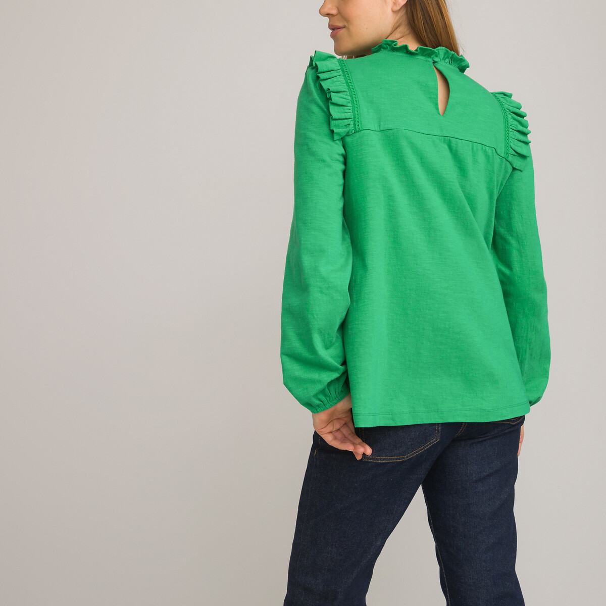 COLEÇÕES LA REDOUTE<br>Camiseta de maternidade com babados e mangas compridas