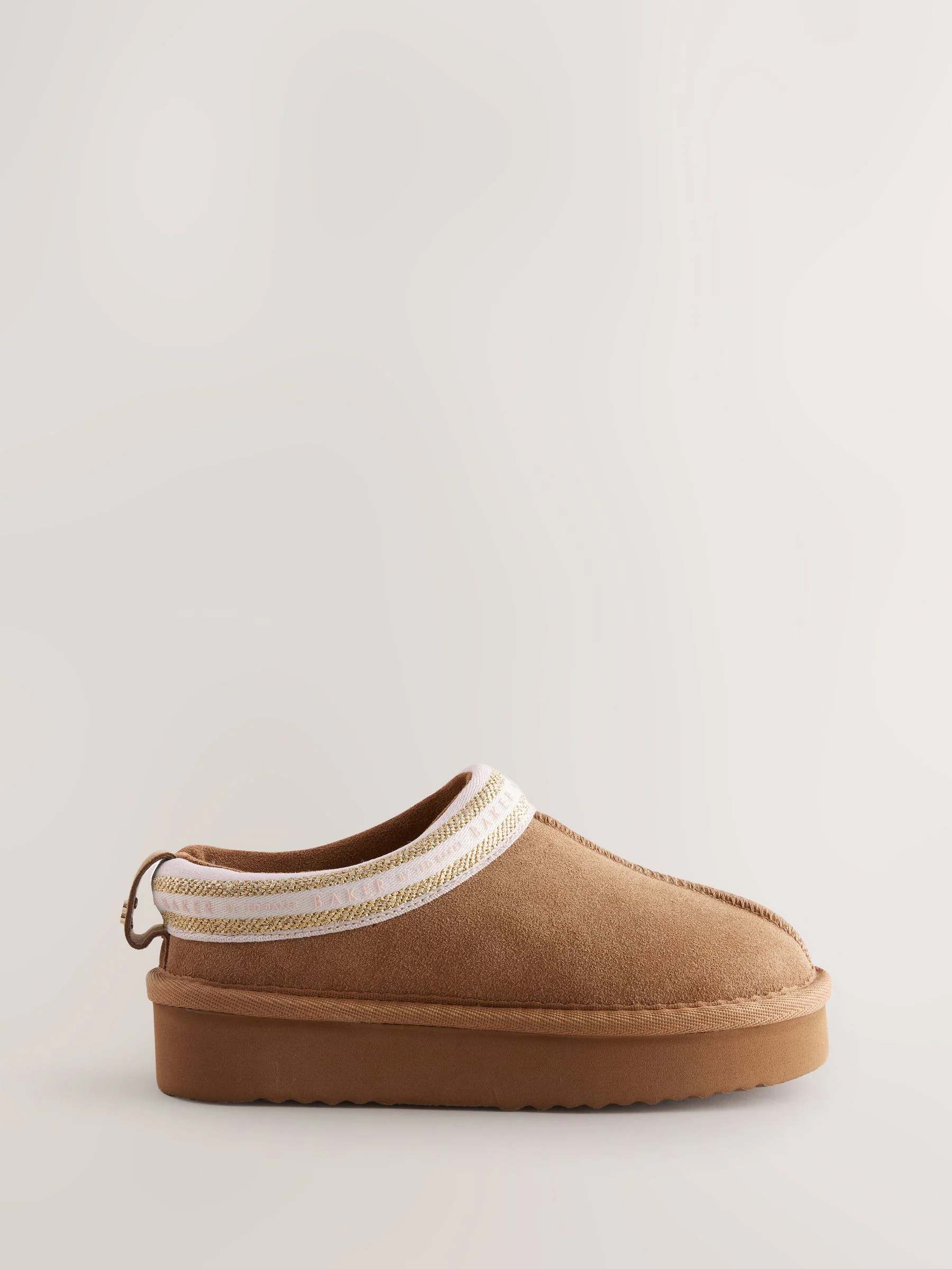 Lichtbruin - Baker by Ted Baker waterafstotende suède muilklomp-pantoffels voor meisjes