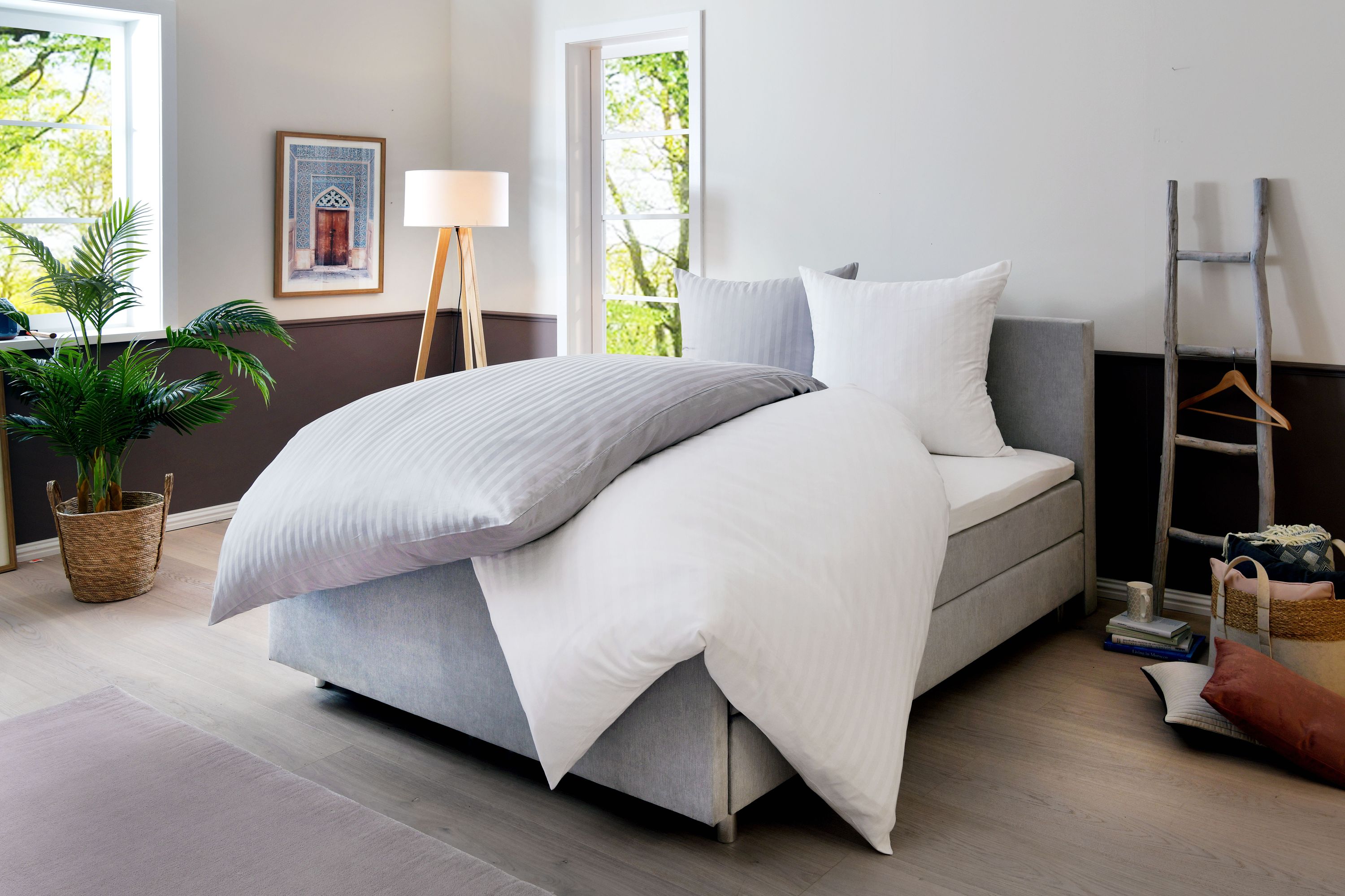 Bettwäsche JACQUARD Satin weiß