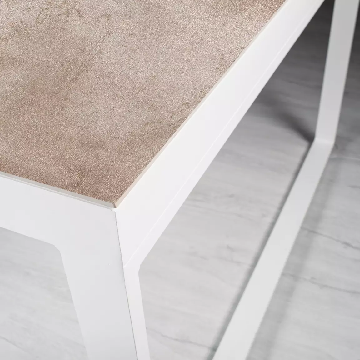 Table de jardin en aluminium et céramique 10 places (240 x 120 cm) Kore Blanc et beige
