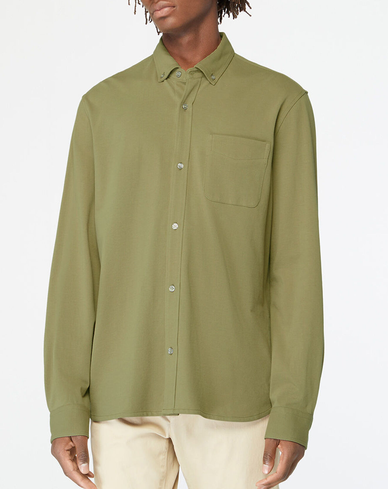 Galeries Lafayette Chemise droite en Coton bio Nipique kaki moyen