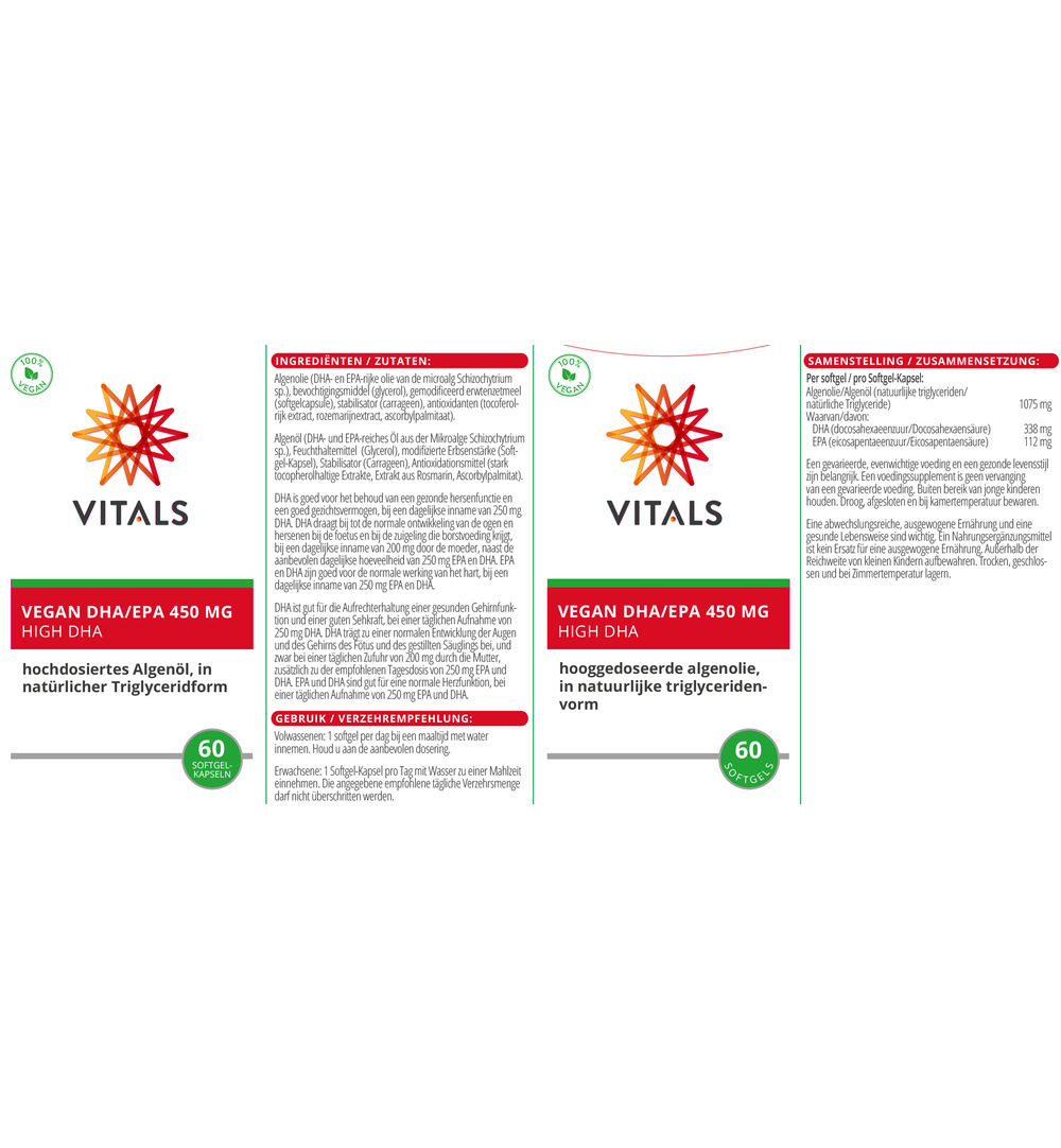 Vitals Vegan Dha/Epa 450 Mg (60 vega softgels)