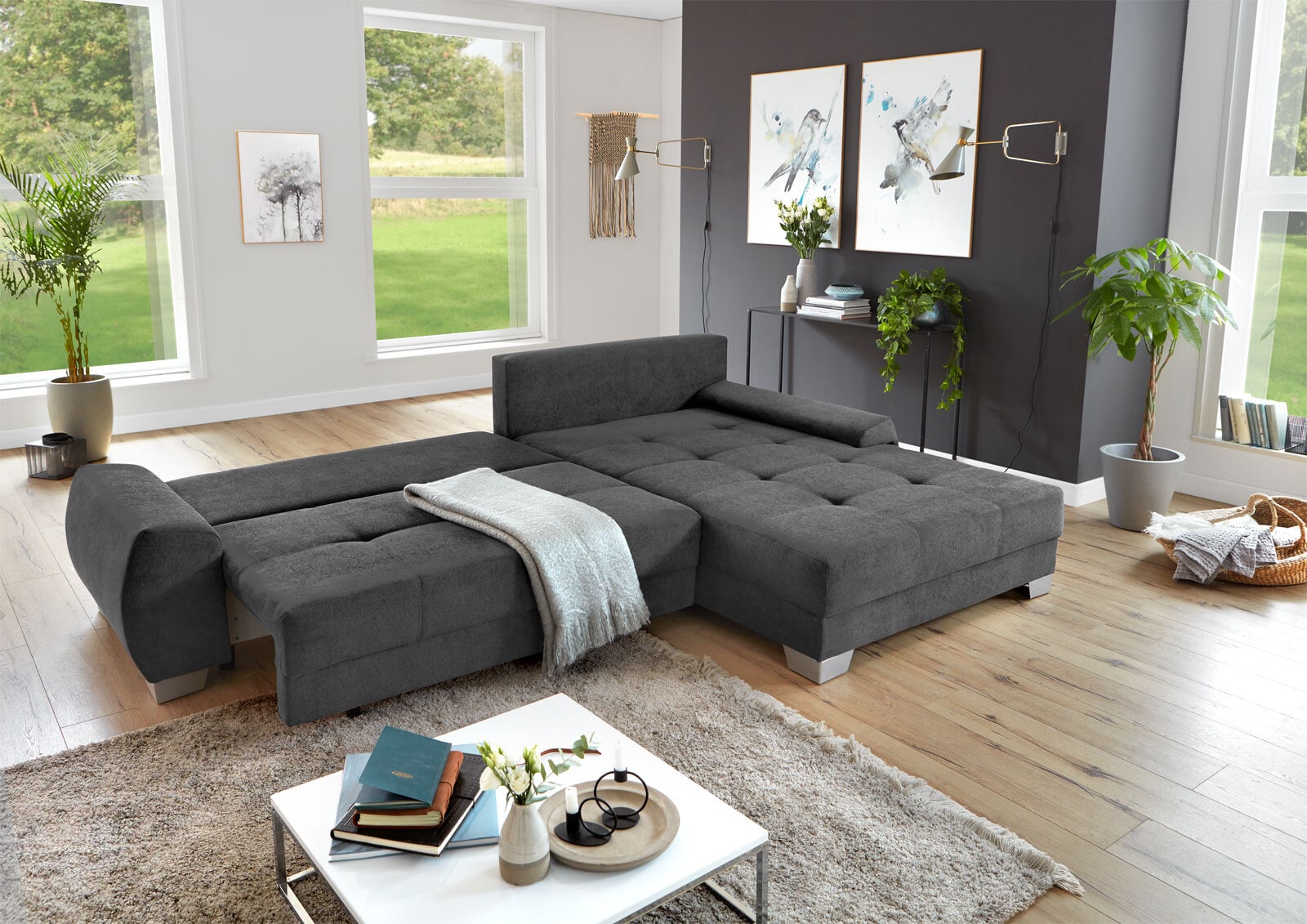 Ecksofa MURPHY 290 x 190 cm dunkelgrau