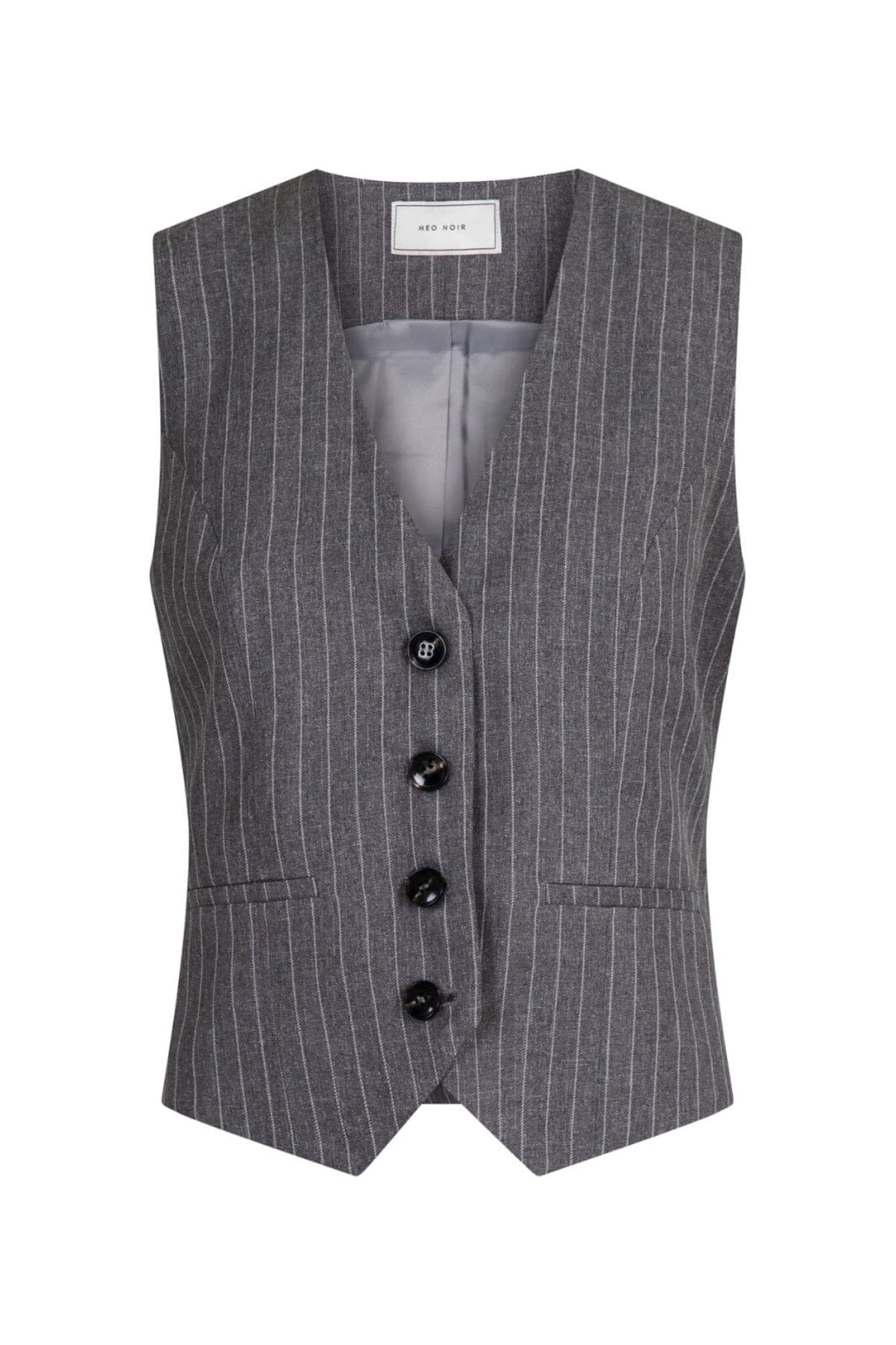Neo Noir Vendetta Pinstripe Waistcoat grey melange