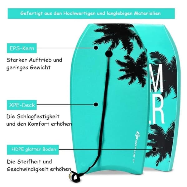 Bodyboard Surfebrett Sup-Board Svømmebrett Svømmebrett 94 x 47 x 5,5 cm Grønn