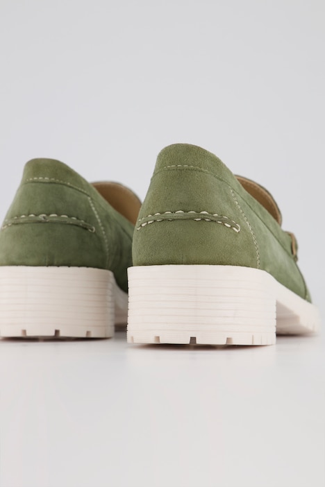 Leder-Loafer, Lederspange, Blockabsatz, Weite H