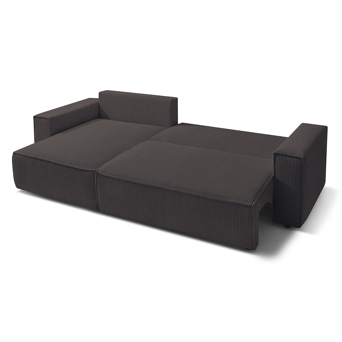 Bobochic Canapé d'angle convertible reversible Nihad en velours côtelé marron - 282x153  cm