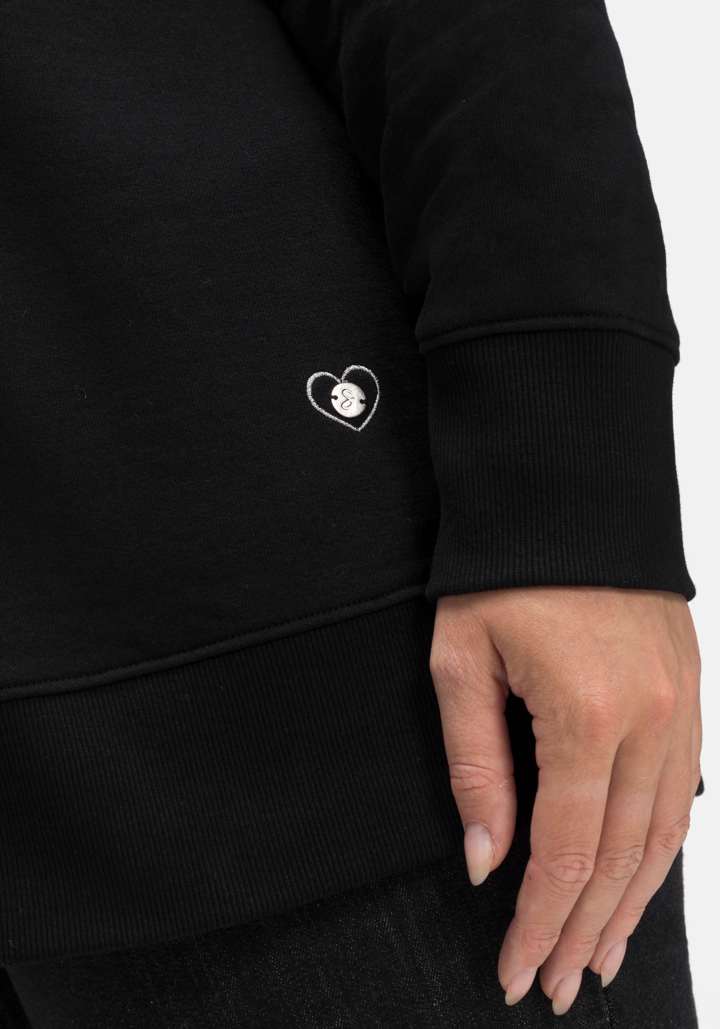 Kapuzensweatshirt mit dekorativem V-Ausschnitt