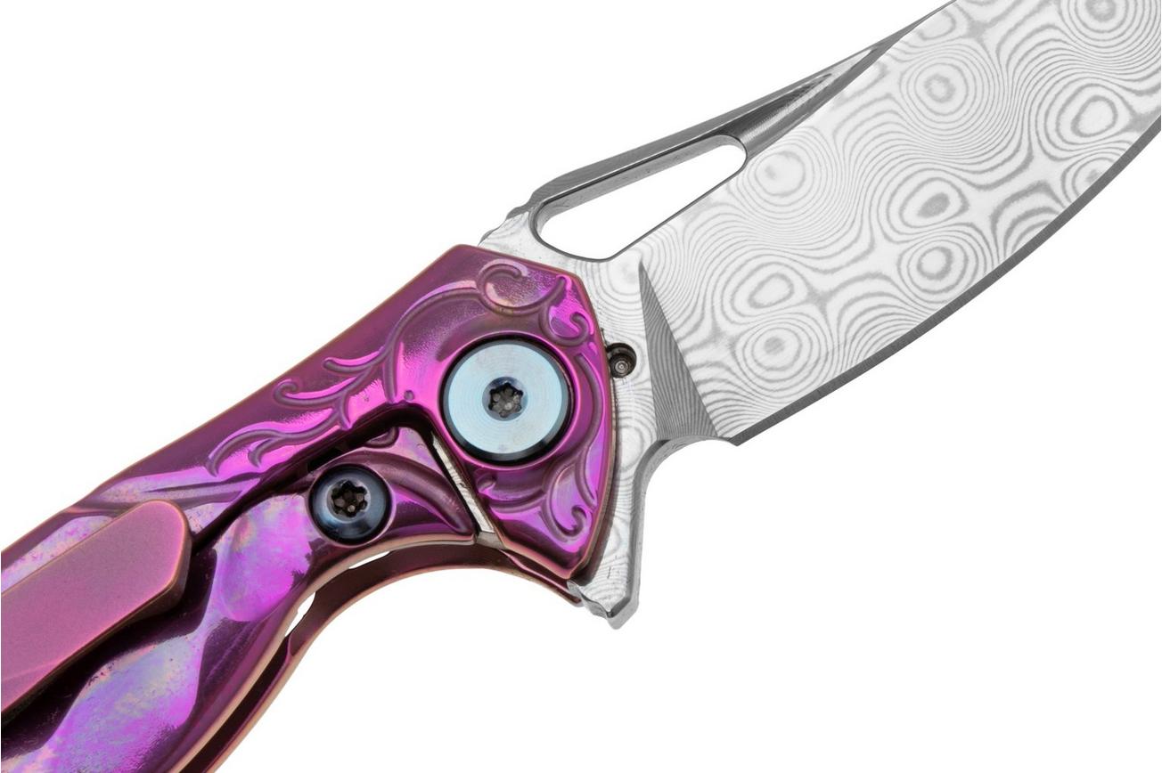 Rike Mini Hummingbird zakmes damascus, roze