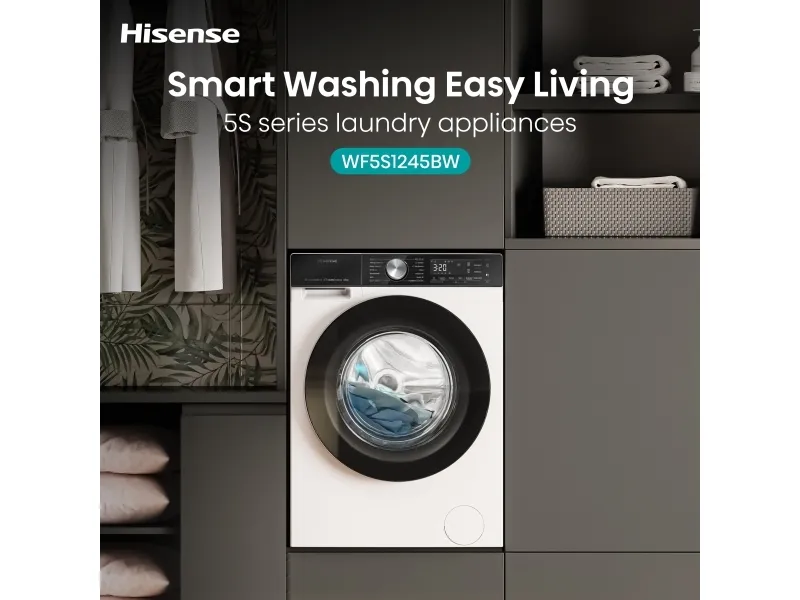 Hisense Vaskemaskine - WF5S1045BW BK040, Front-læsning, 10,5 kg, B, 72 dB, 1400 rpm, A