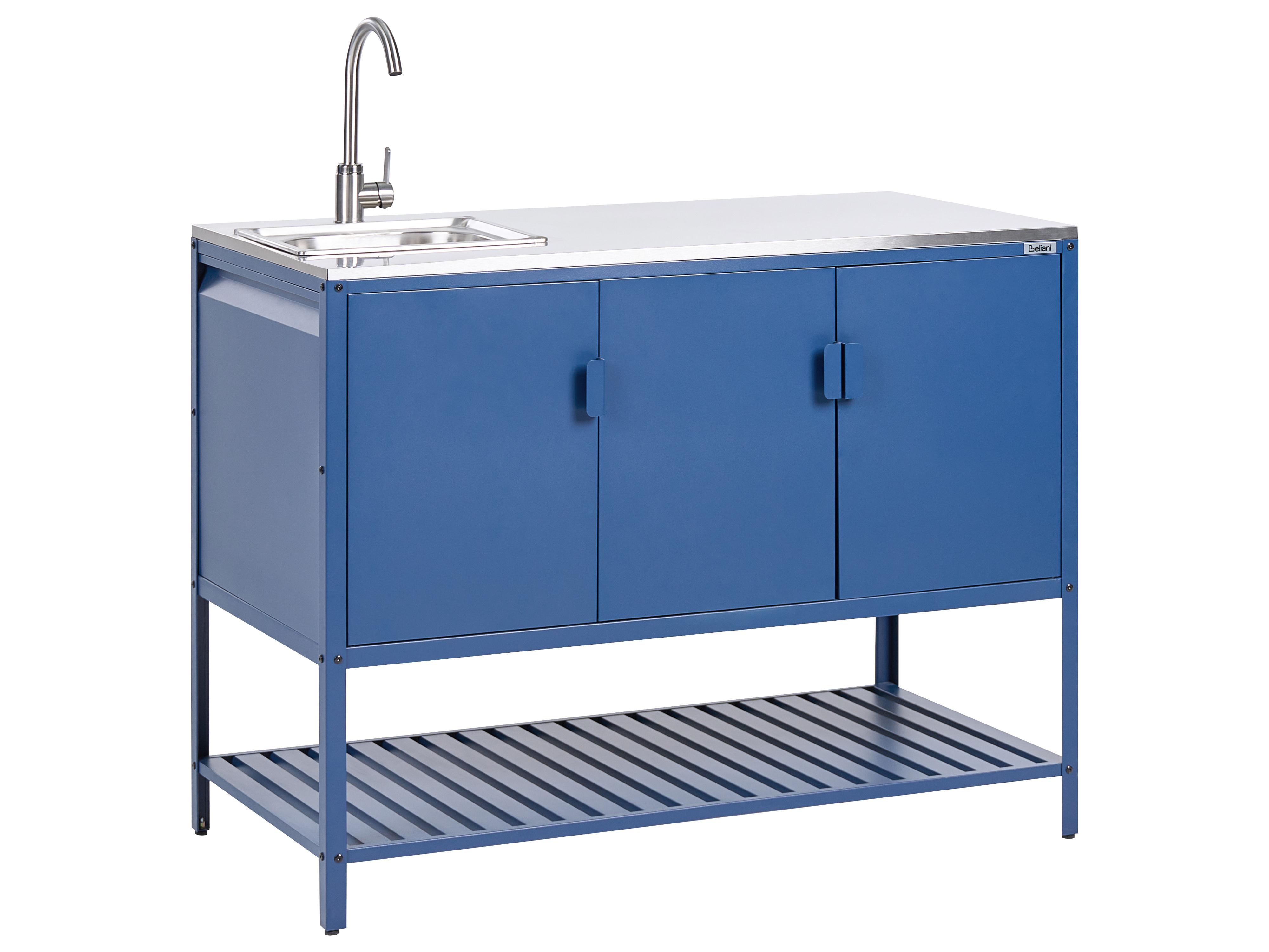 Tuin keukenset 3-delig met spoelbak MAENZA Metaal Blauw