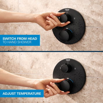 Grohe Precision Thermostat Perfect inbouw douchesysteem met  Vitalio Comfort 250 hoofddouche rond Mat Zwart