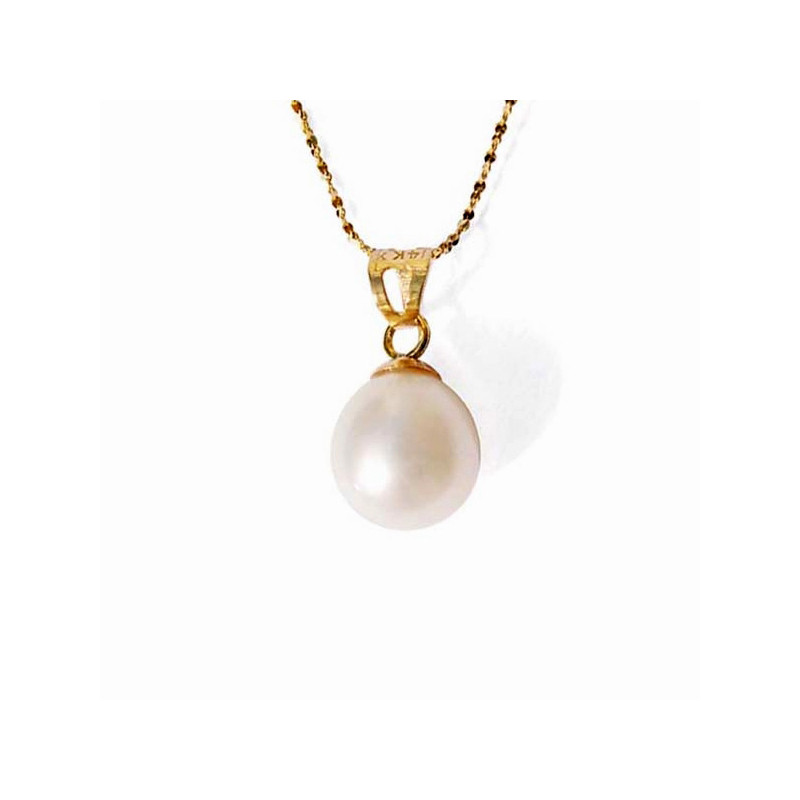 Pendentif Or jaune 14 Cts et Perle de culture AAA