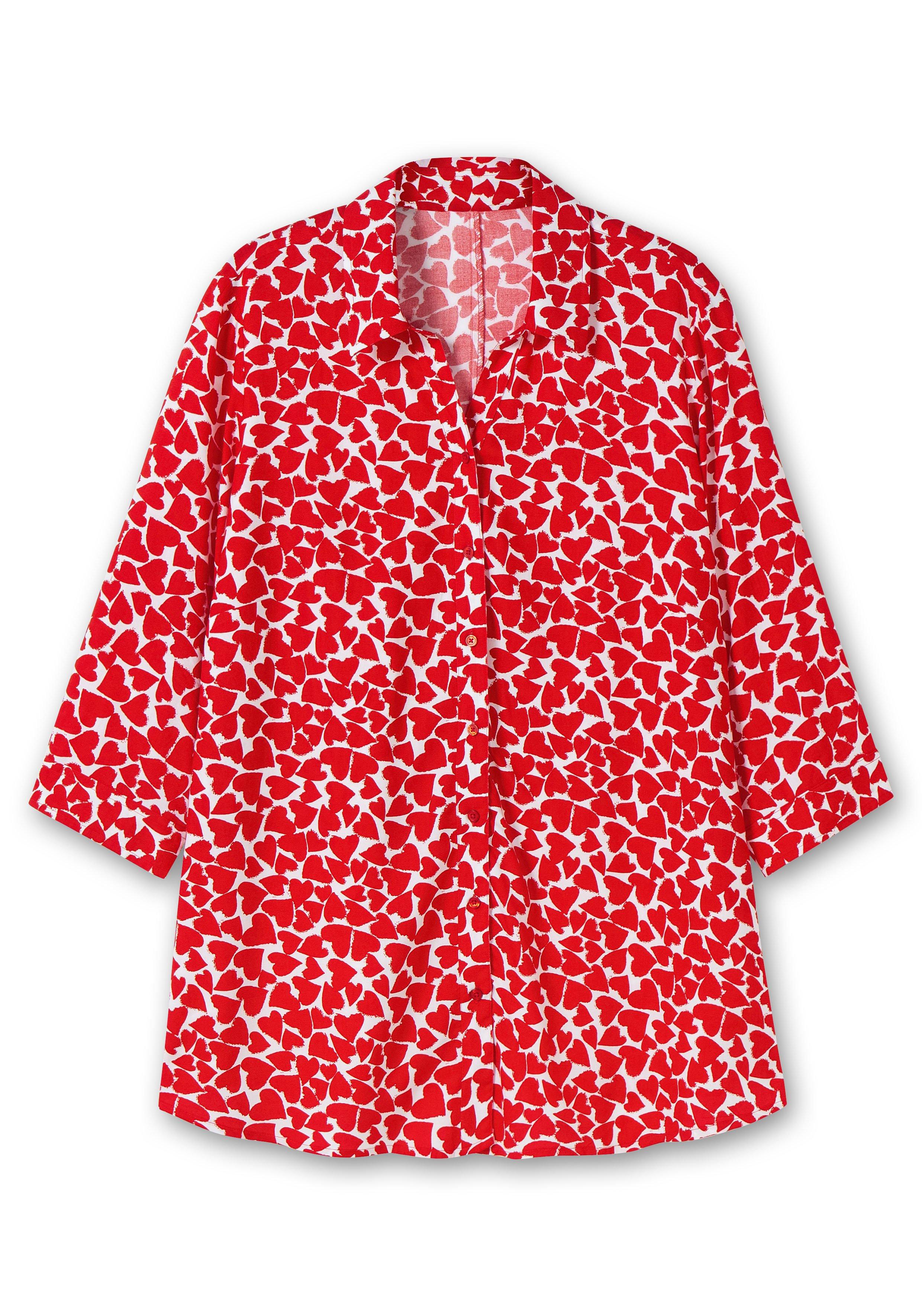 Bluse mit Herz-Alloverprint und 3/4-Ärmeln