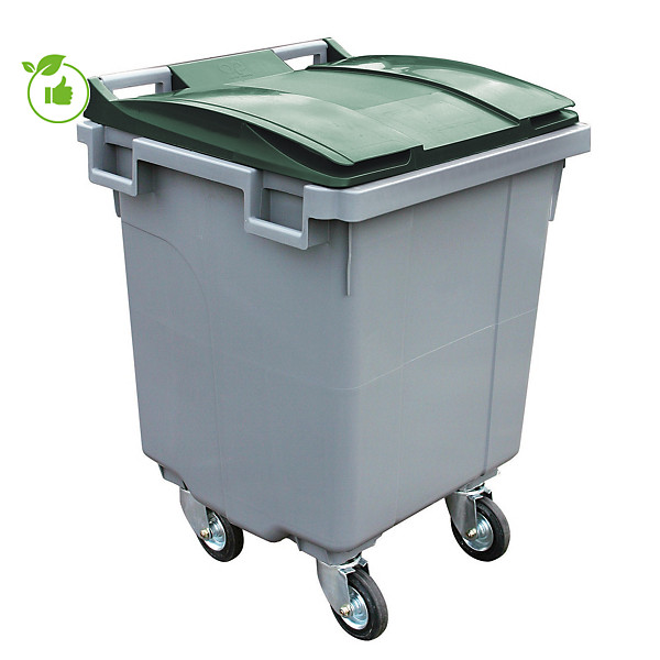 Conteneur poubelle 4 roues SULO prise frontale 400 L gris/ vert