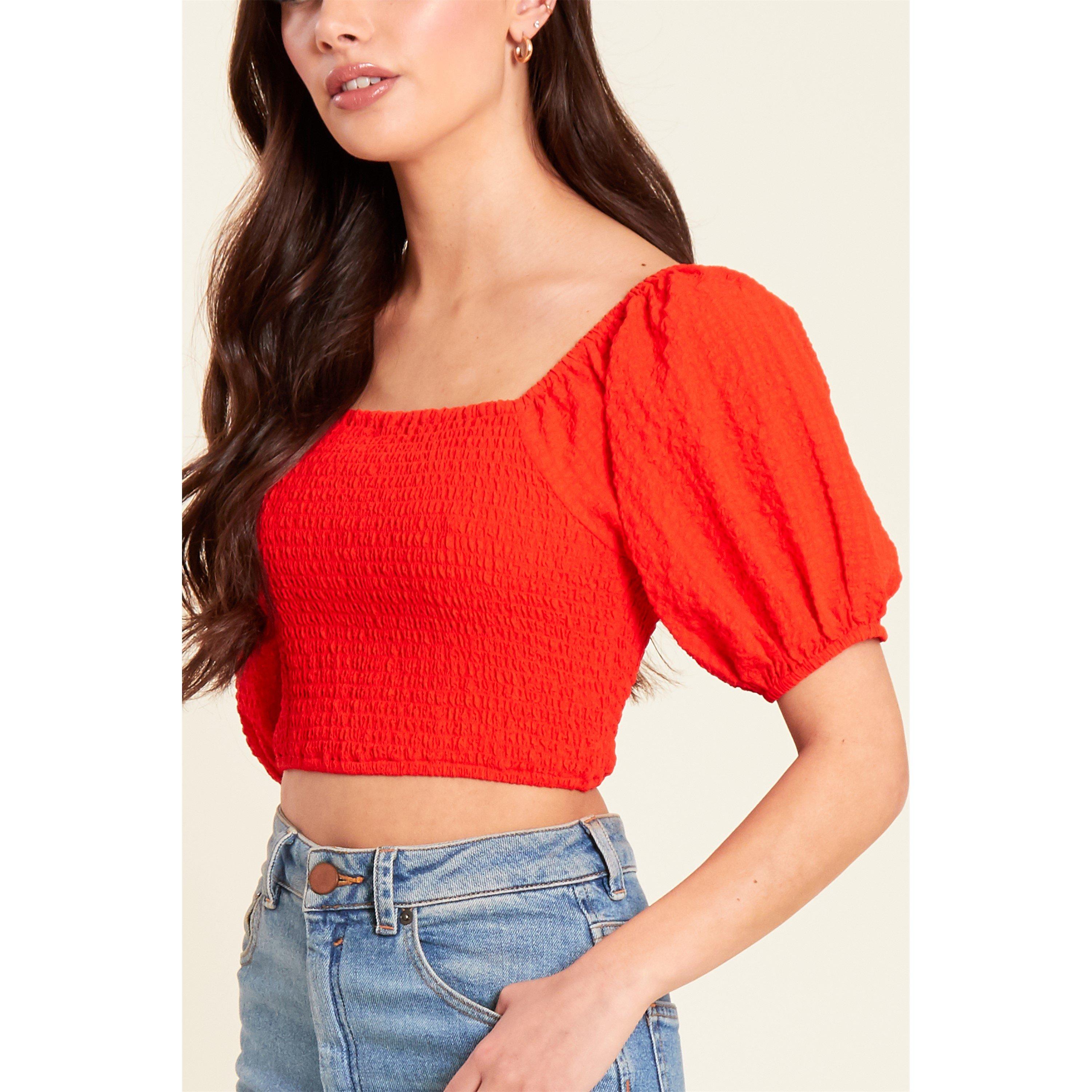Be You BY Shirred Crop Top Womens