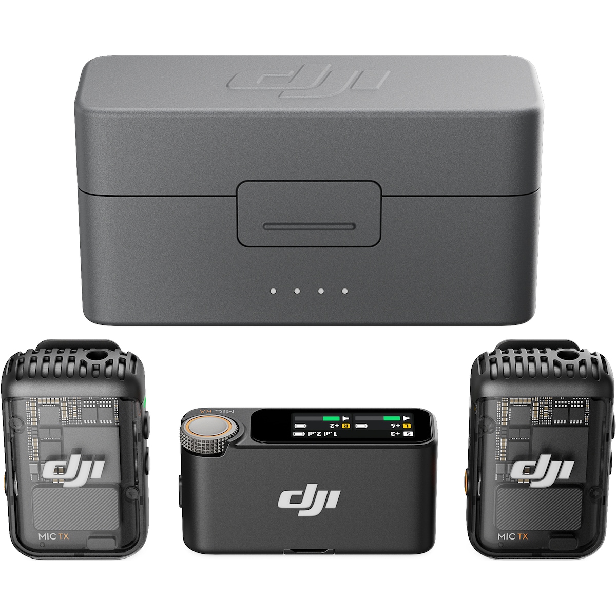 DJI Mic 2 sett med trådløs sender, mottaker og ladeetui (sort)
