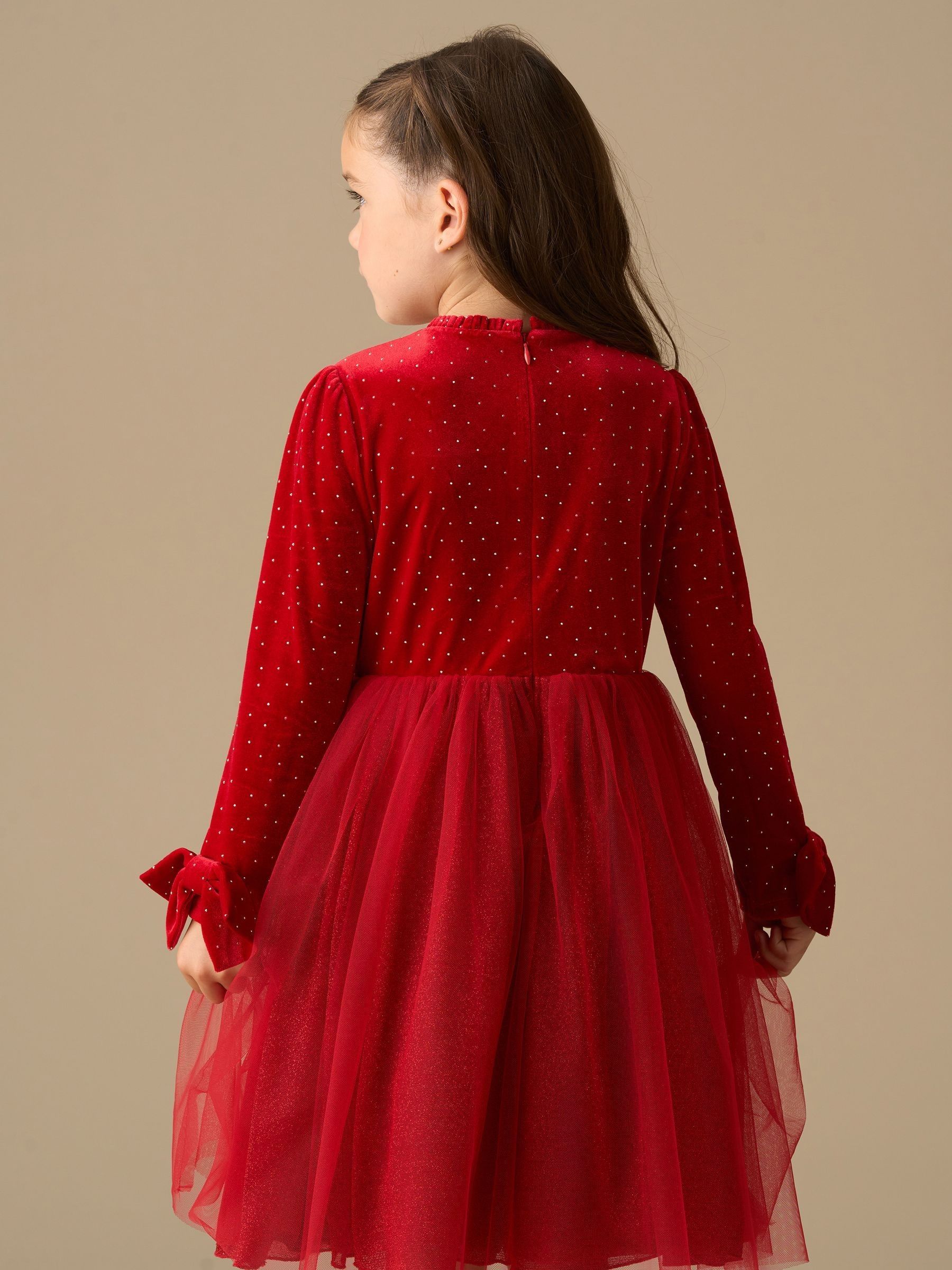 Rood - Angel & Rocket Elsie Velvet Tulle Dress