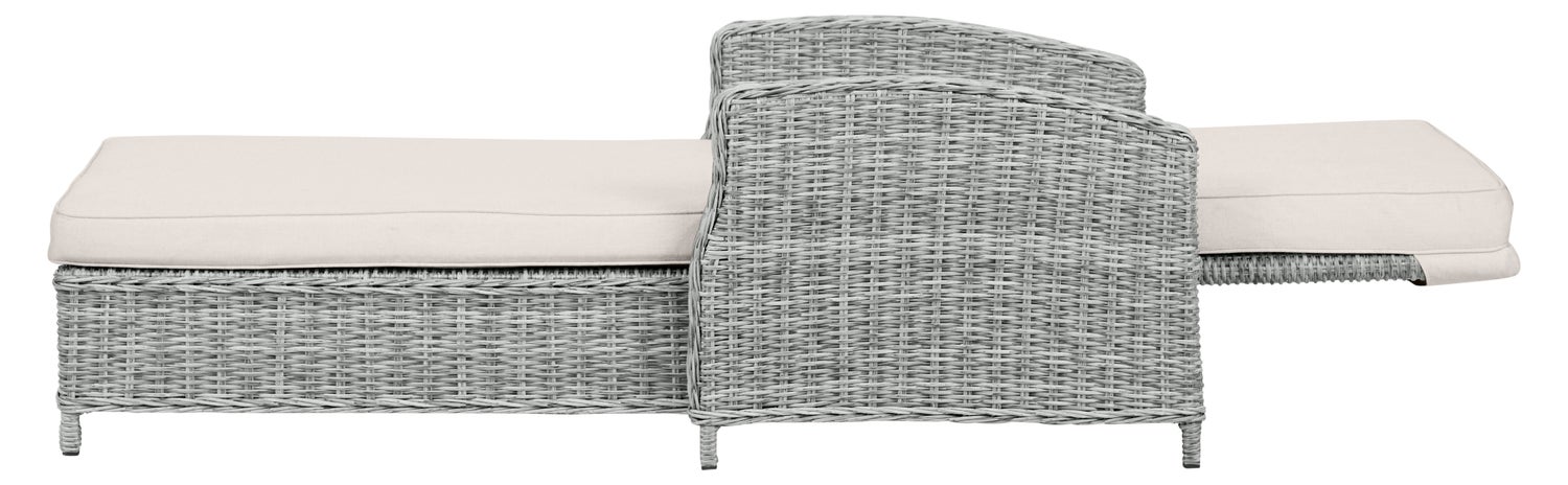 Vinga tuinligstoel met kussens en pomp, zandkleurig. 206 x 87 x 35 cm
