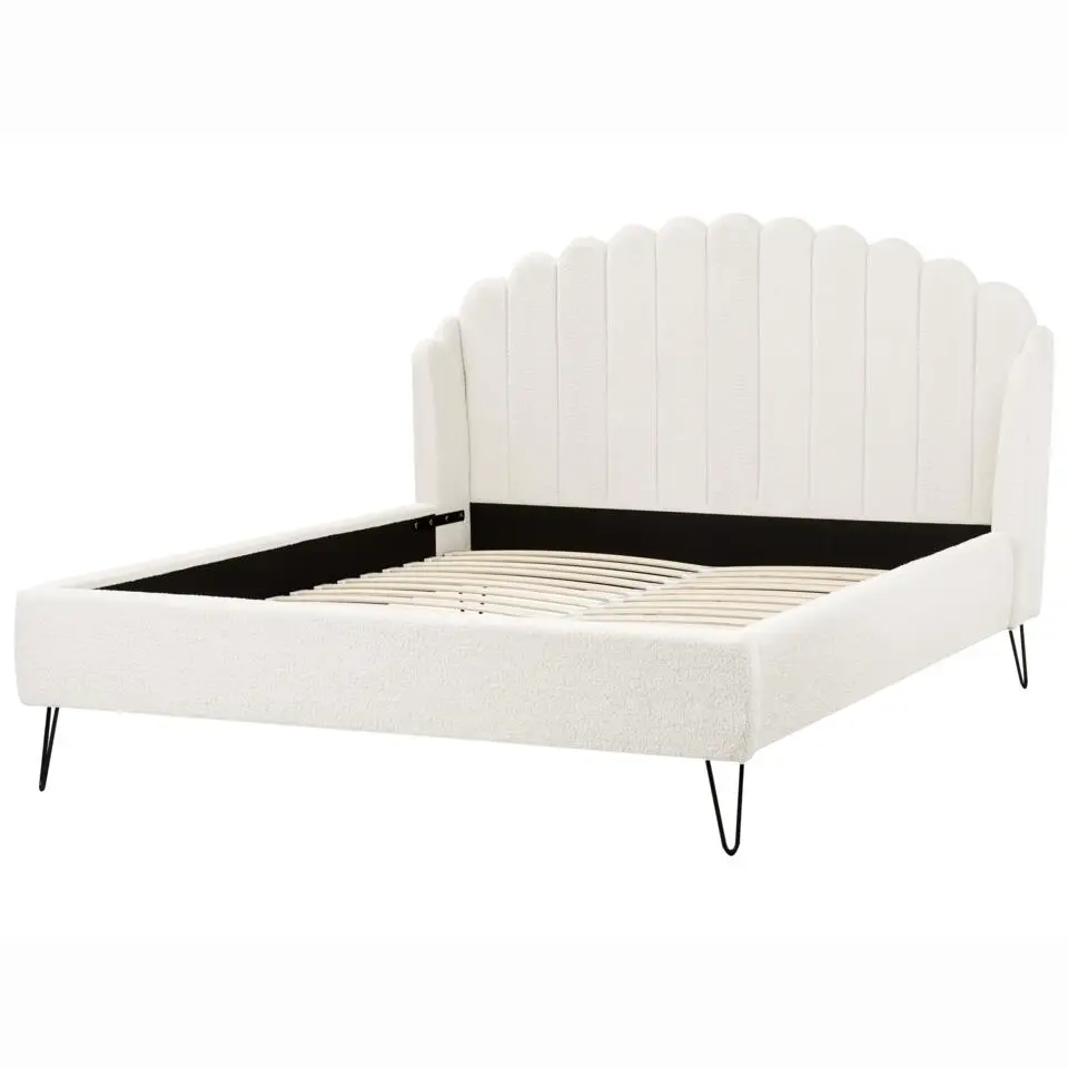 AMBILLOU - Tweepersoonsbed - Gebroken wit - 160 x 200 cm - Bouclé