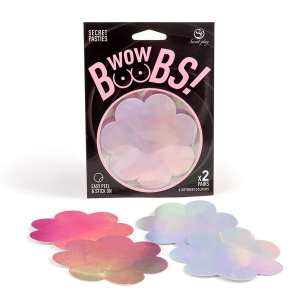 Secret Play Wow Boobs! Tapa Mamilos em Forma de Flor Holográfico Tamanho Único Mulher