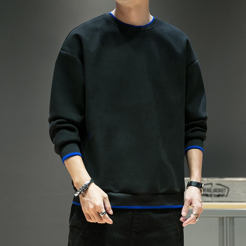 Lefitt - Sweatshirt met ronde hals en effen kleur