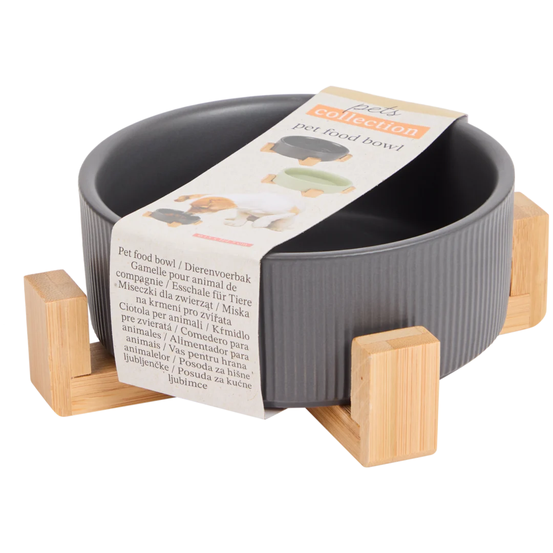 Voerbakje met bamboe standaard 15 x 15 x 5,4 cm | diverse varianten