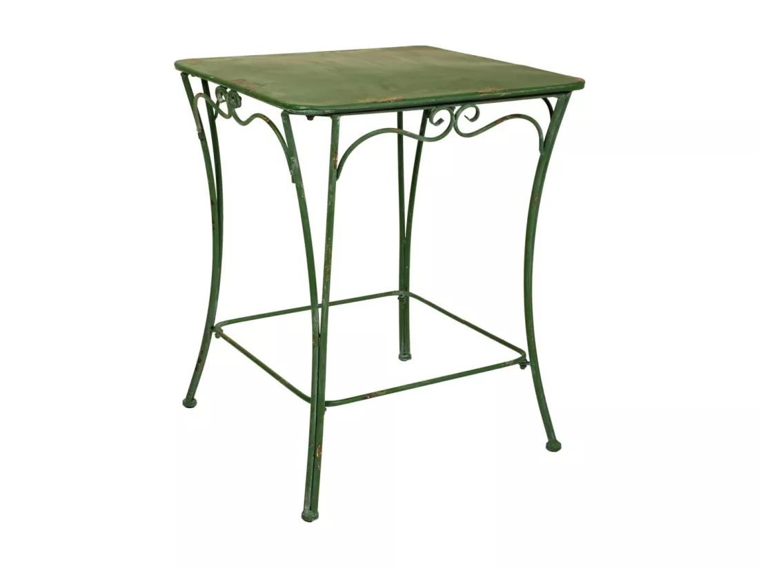 Ensemble table et 2 chaises en fer forgé : (2)42x47x92h-61x61x75,5h cm
