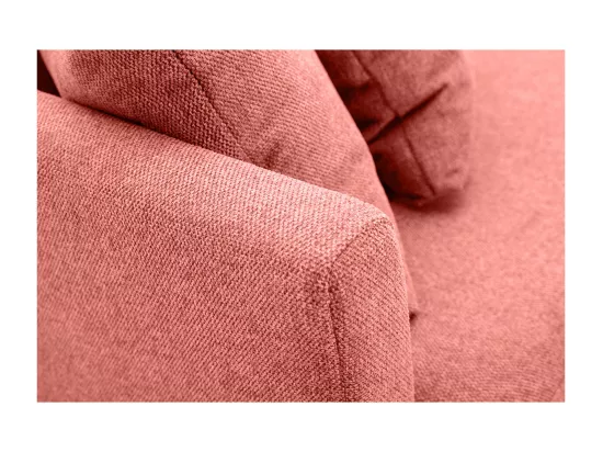 Canapé scandinave déhoussable 3 places en tissu effet velours texturé terracotta et bois clair OSLO