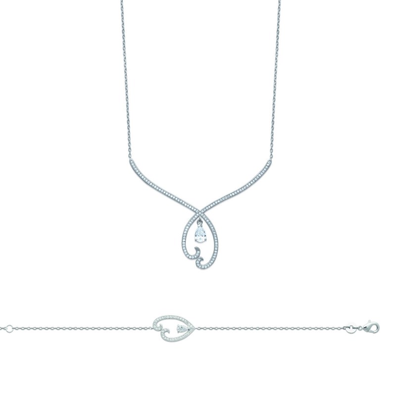 Bracelet Femme - Argent 925 - Oxyde de zirconium - Longueur : 18 cm