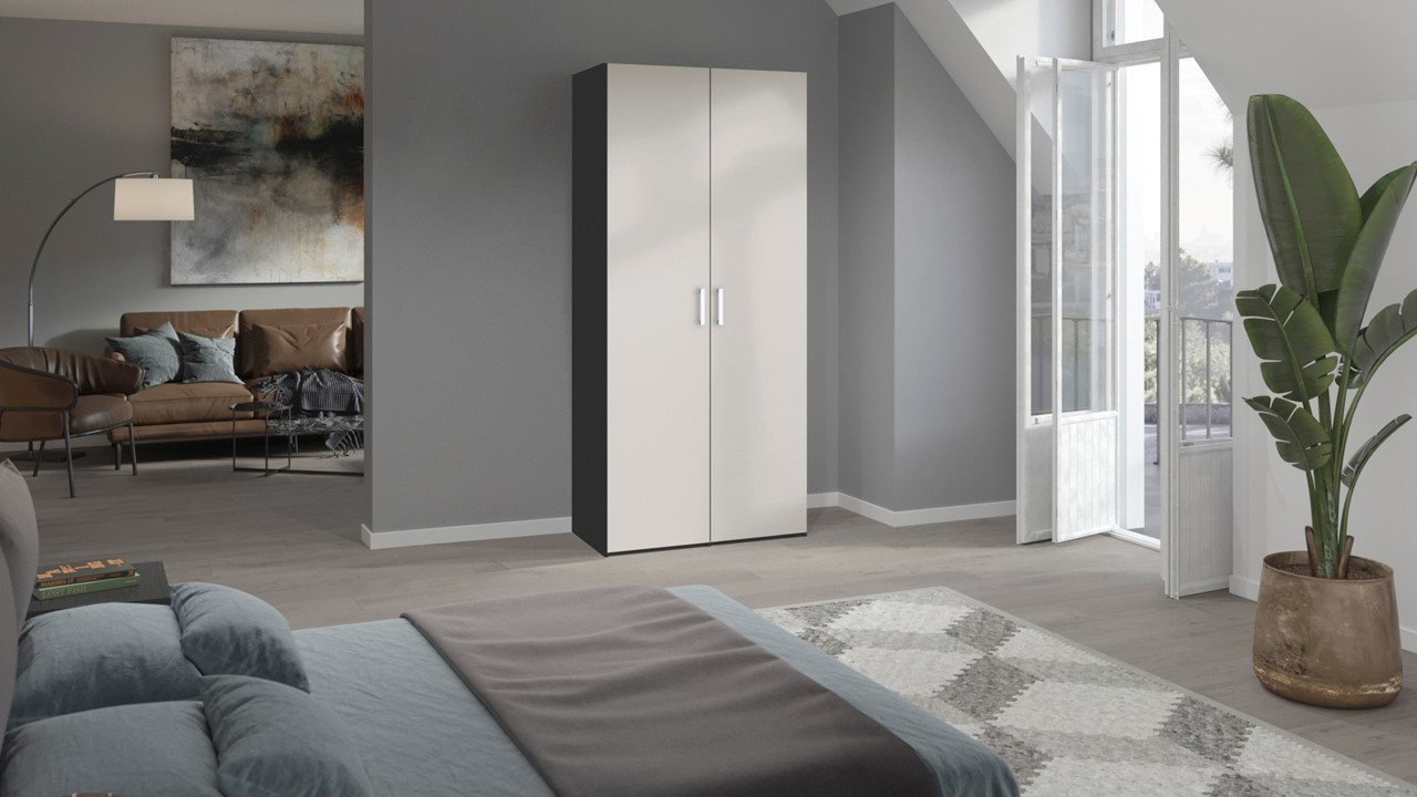 Draaideurkast Compact zwart/wit