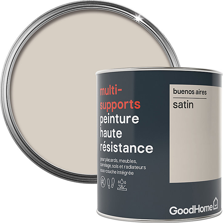 Peinture haute résistance multi-supports GoodHome beige Buenos Aires satin 0,75L