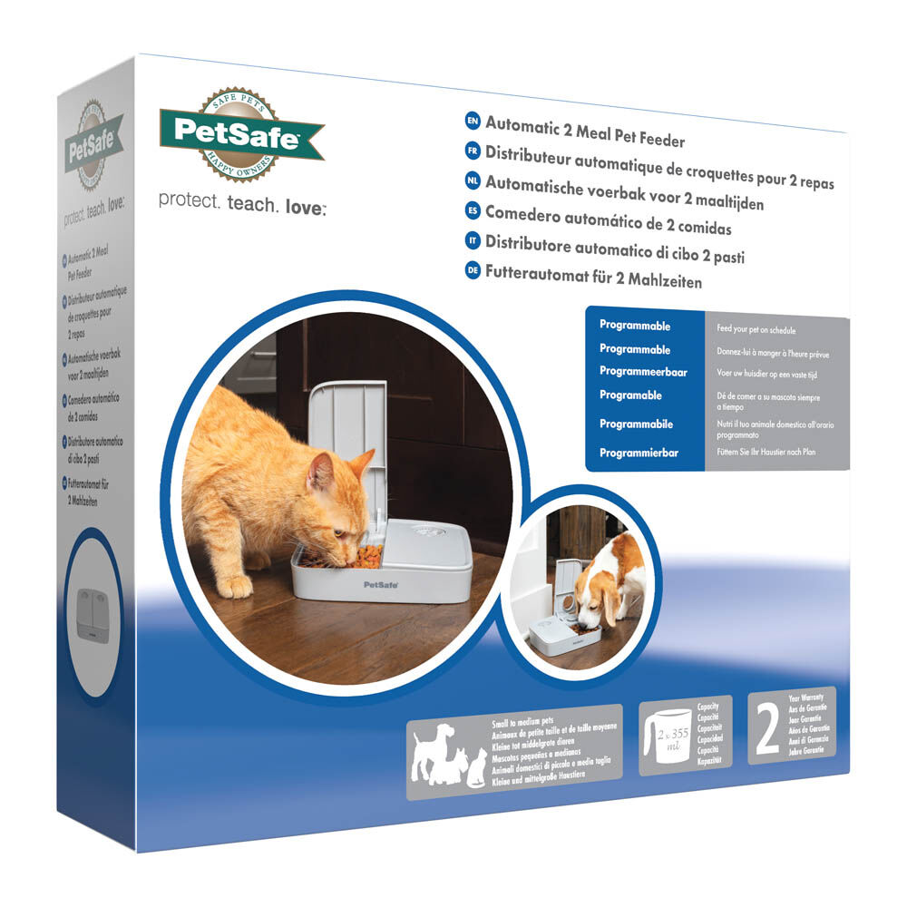 Petsafe - Automatische voerbak voor 2 maaltijden - Grijs - 11x40x32 cm