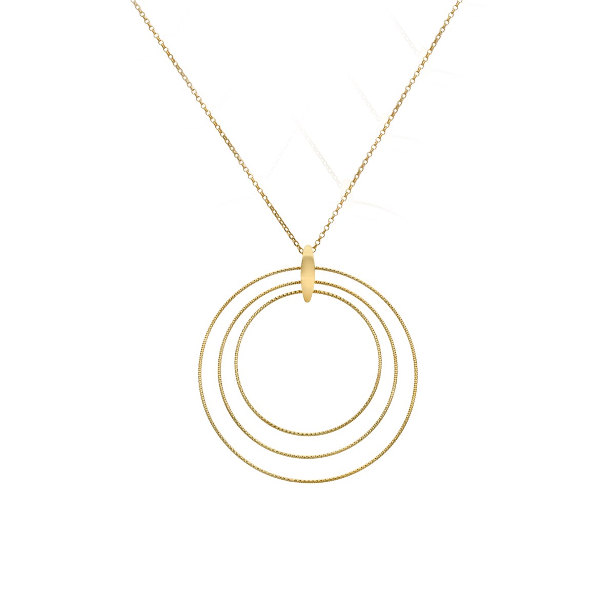 Collier Argent Doré Cercles Diamantés