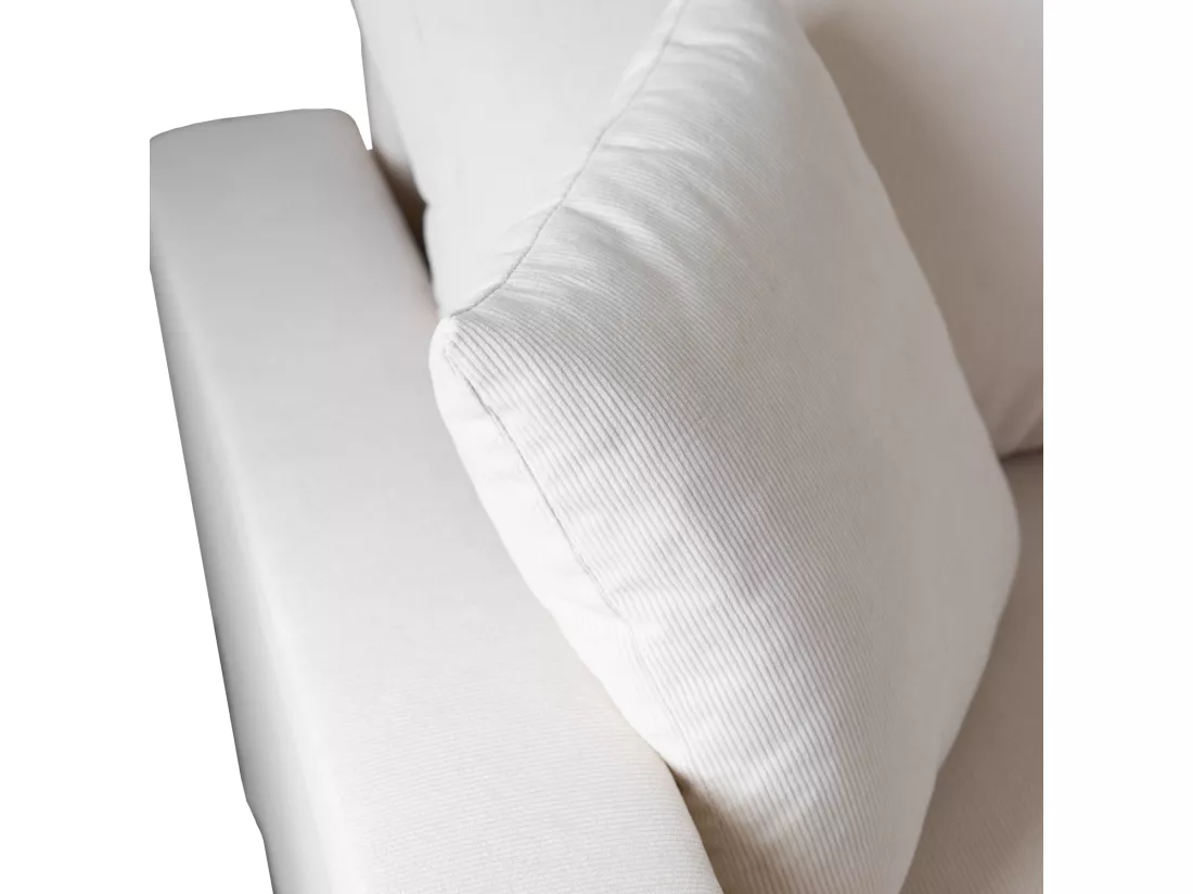 Canapé d'angle convertible CLARK 3 places en velours côtelé beige - HAPPY GARDEN