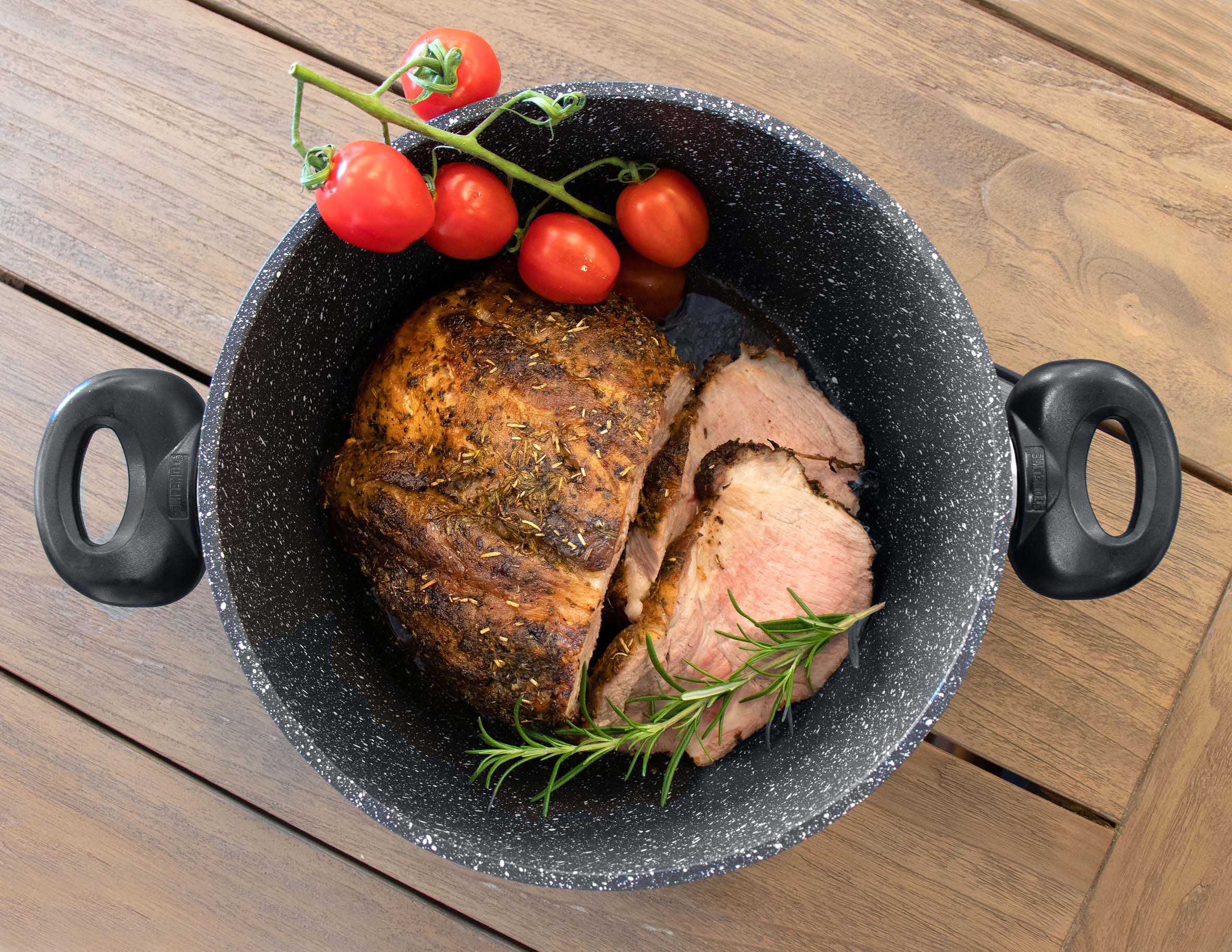 STONELINE® Kochtopf 24 cm, mit Glasdeckel, Antihaft Bratentopf, Induktion und backofengeeignet