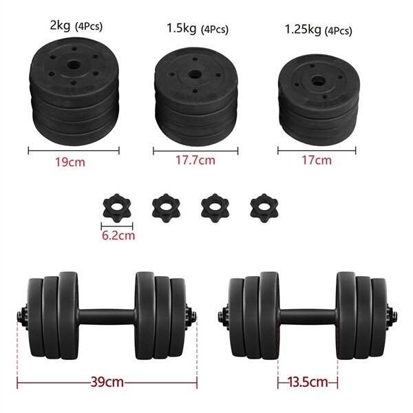 Yaheetech Hantelset 20 KG Kurzhanteln Gusseisen Hantel mit Sternverschlüsse Fitness Gymnastik Hanteln für Krafttraining