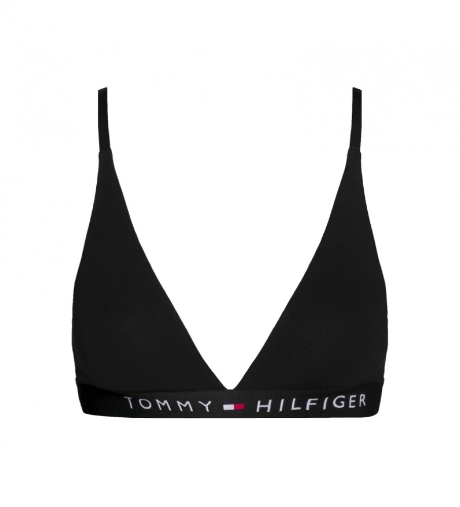 Sutiã triangular sem forro Tommy Hilfiger com logo preto