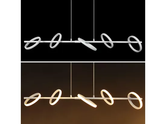 NETTLIFE Lampe à suspension LED moderne 31 W avec anneaux amovibles rotatifs blanc chaud 3000 K