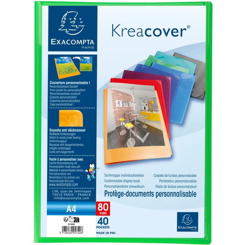Protège-documents polypropylène semi rigide Kreacover® Opaque 40 pochettes - 80 vues - A4
