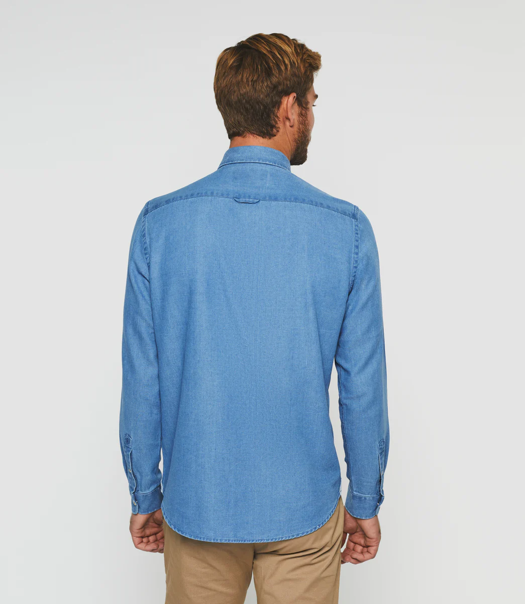 Chemise casual unie jean bleu clair 