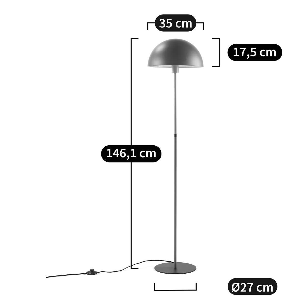 LA REDOUTE INTERIEURS<br>Candeeiro de pé bicolor em metal, Capi