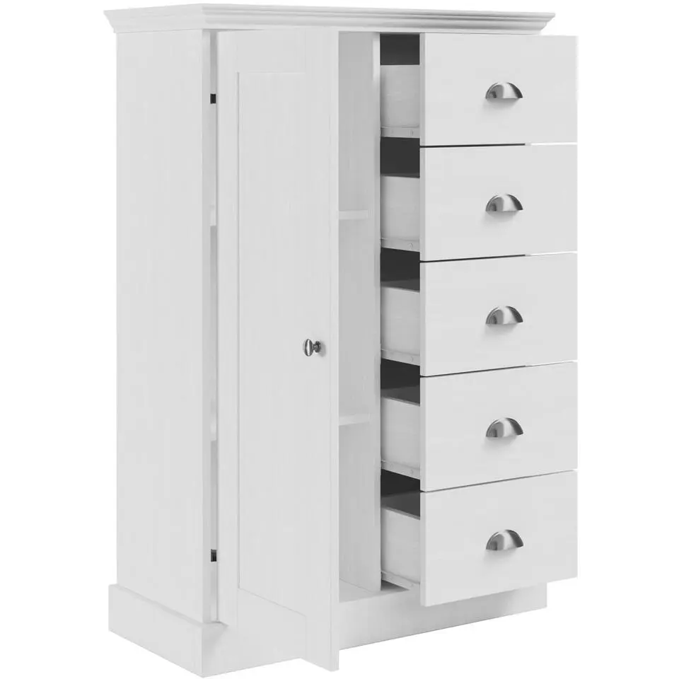 Motala - Commode met 1 deur en 5 laden en wit hout effect