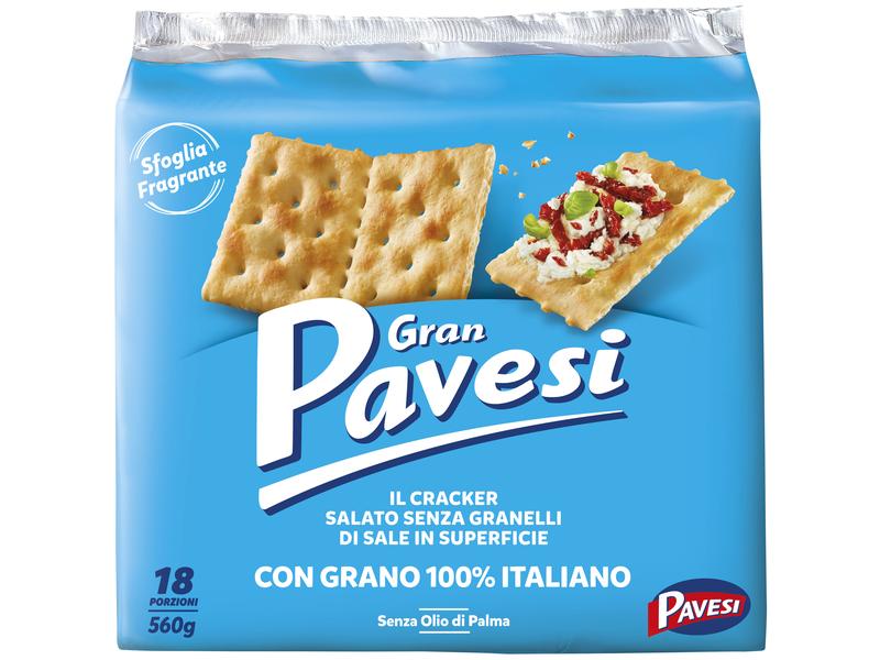 Gran Pavesi Apéro Crackers nature 560 g Knusperscheiben ohne Salz auf der Oberfläche