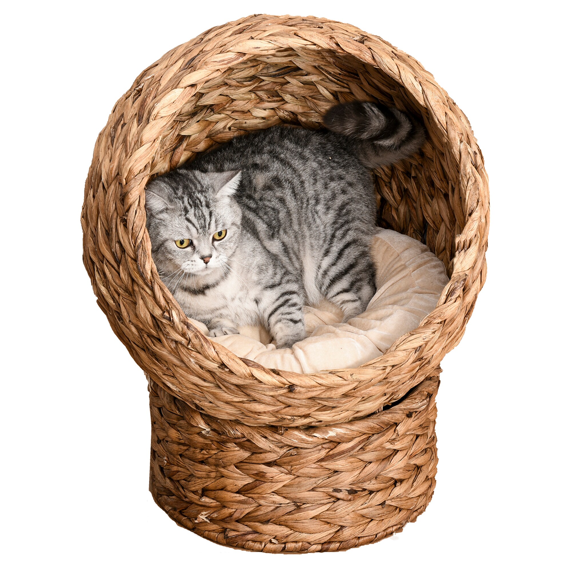 PawHut Katzenhaus aus Rattangeflecht 50 x 42 x 60 cm (BxTxH)