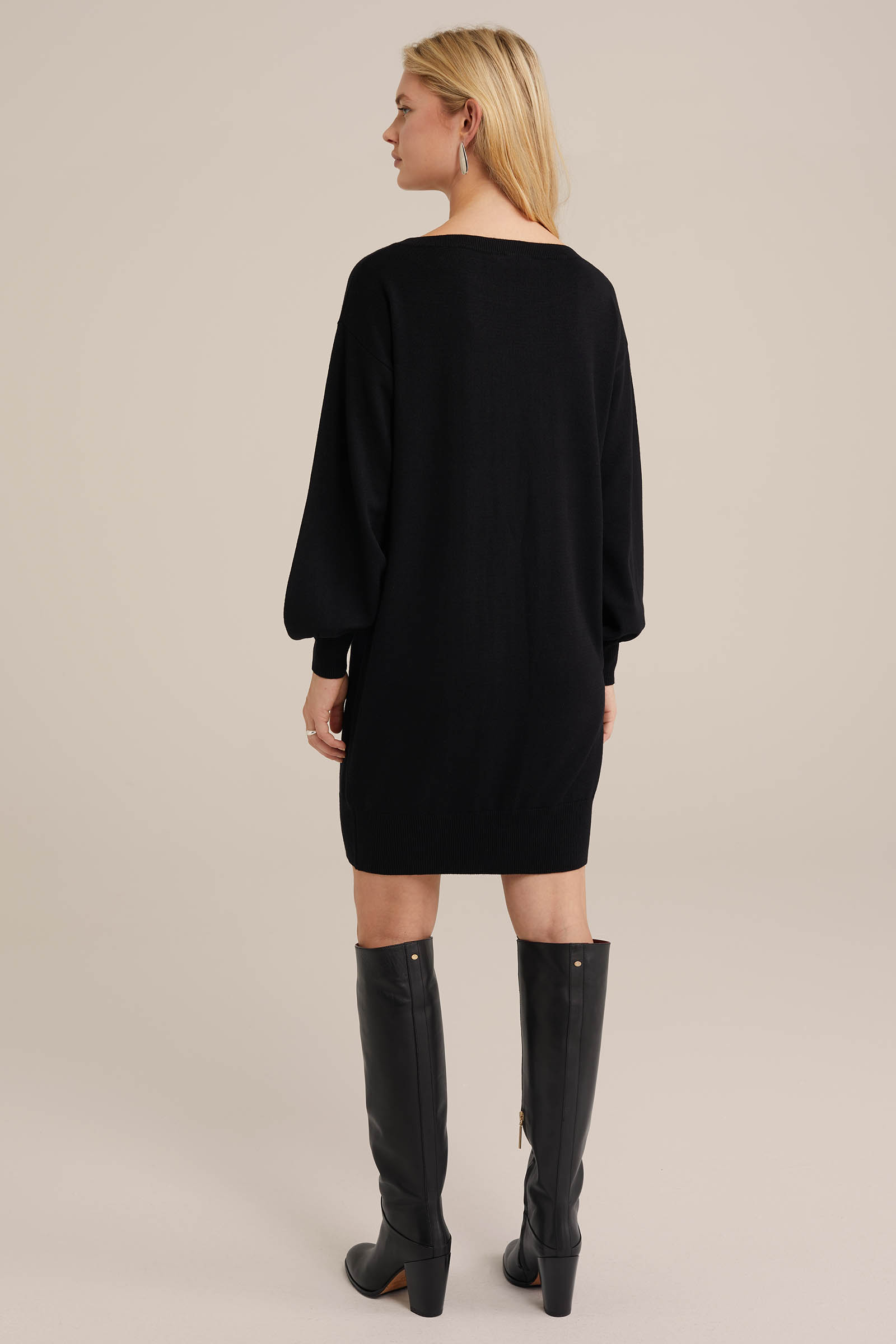 fijngebreide jurk WE Fashion Zwart